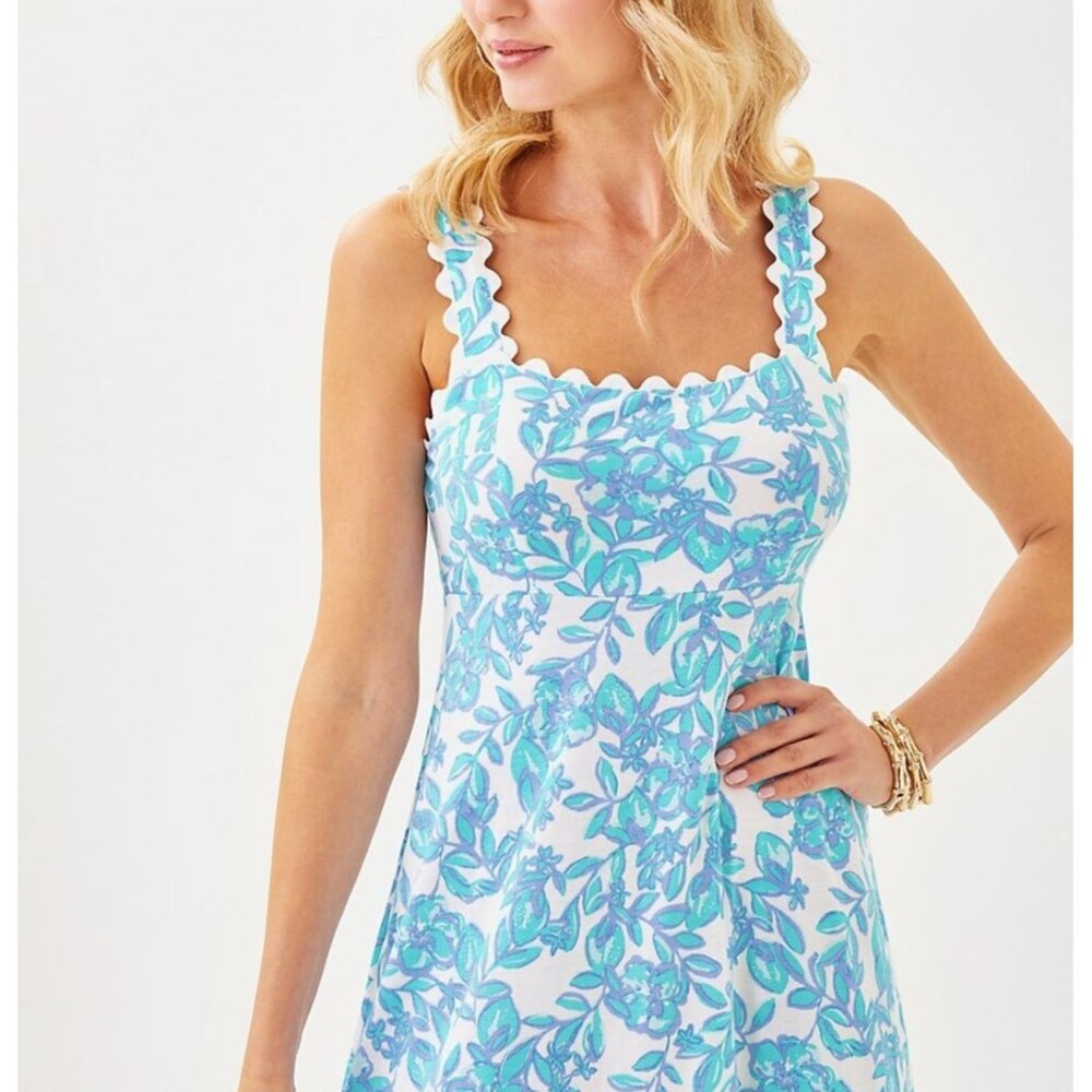 Lilly Pulitzer Dwyer Floral Printed Resort Midi Dress Smocked Cotton XS 287901 - Picture 2 of 7